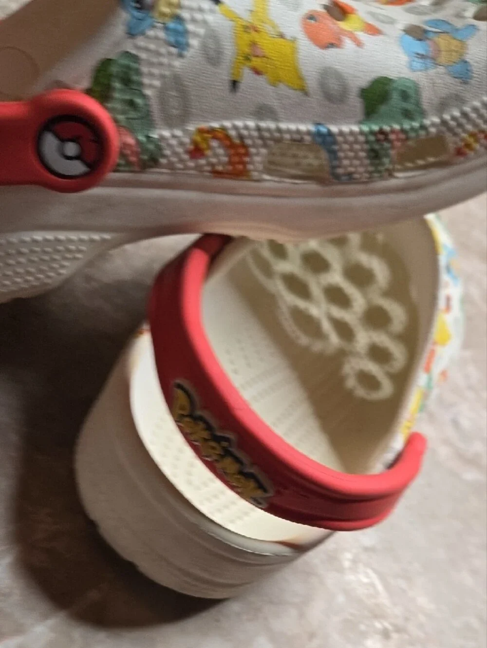 CROCS Kids' White Pokémon Clogs with Red Strap
